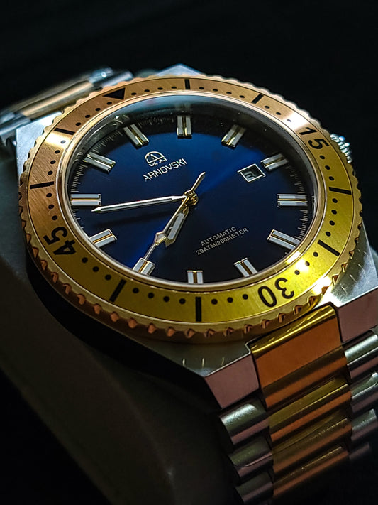 Two-toned with Blue dial