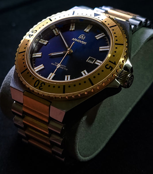 Two-toned with Blue dial