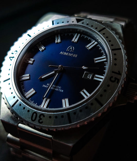 Silver with Blue dial